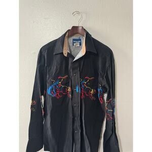 Vintage Wrangler Western Shirt Long Sleeve Bronco L